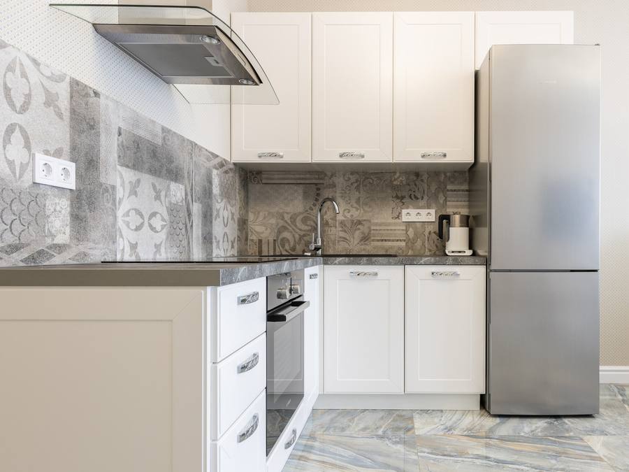 Open refrigerator in a home kitchen